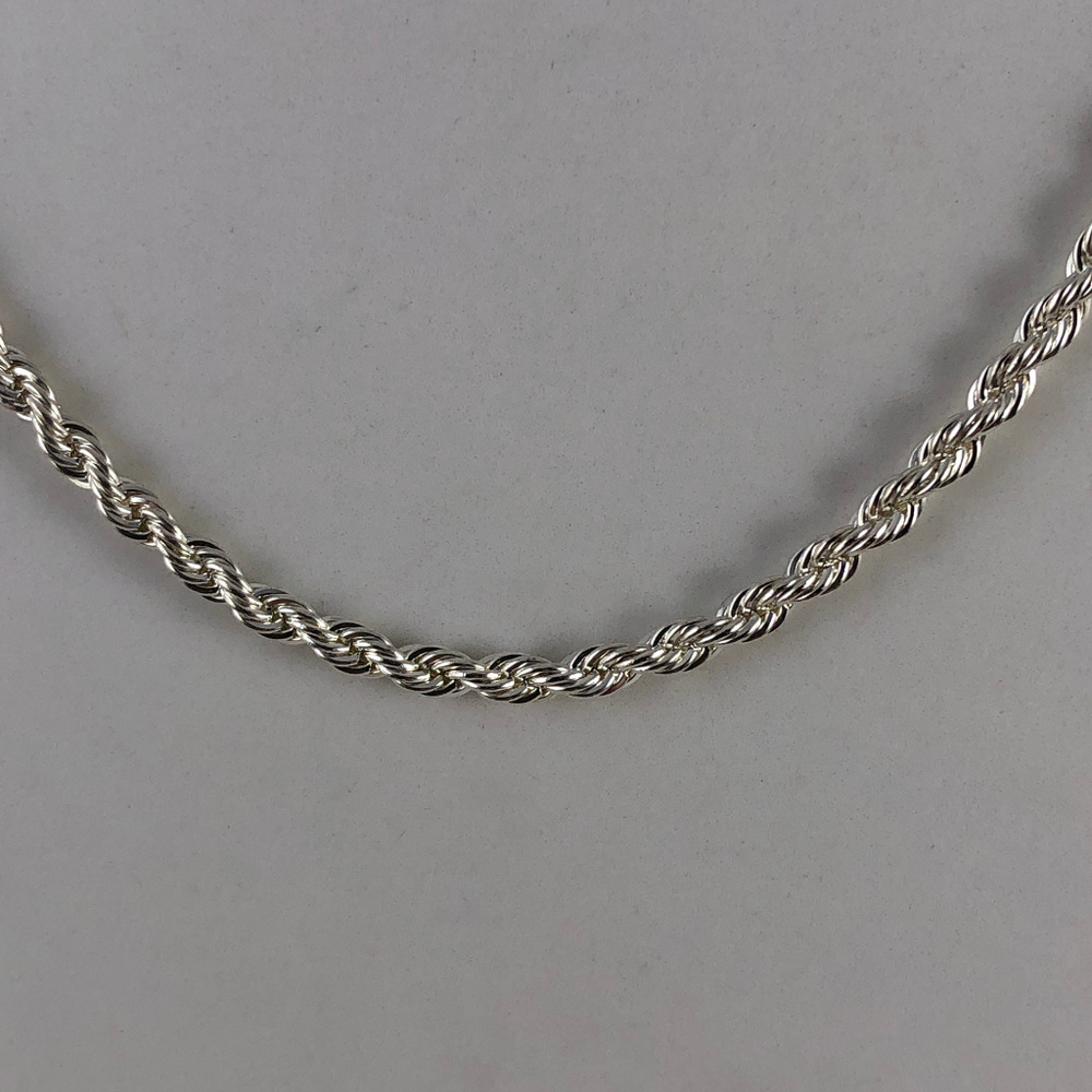 Sterling Silver 18 Inch Rope Chain Necklace - Picture 2 of 4